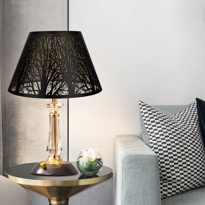 BowLift | Medium lampshade, barrel fabric lampshade for table lamp and floor lamp, 7x13x7.8 inches, natural ventilated linen, handmade, spider (white)