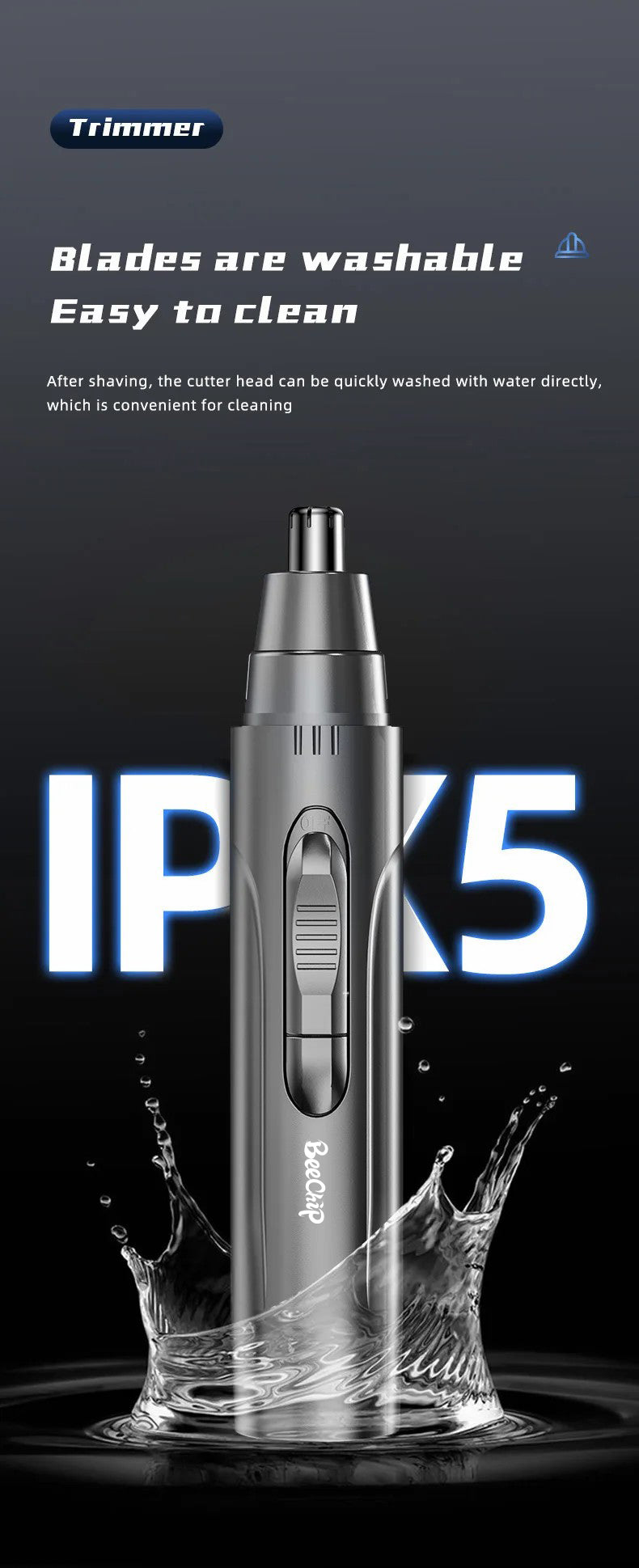 BowLift | Rechargeable Nose & Ear Hair Trimmer for Men and Women – Pain-Free Precision Grooming Tool