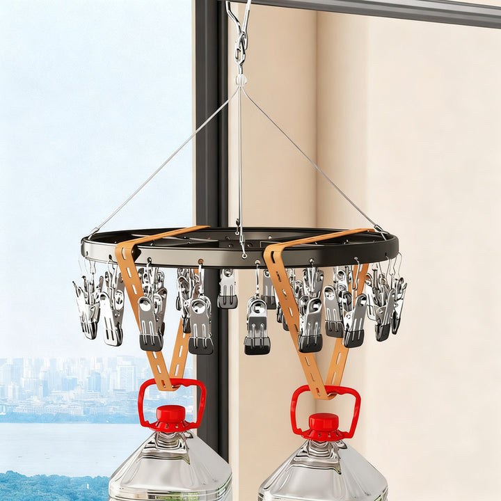 Aluminum drying rack with multiple clips