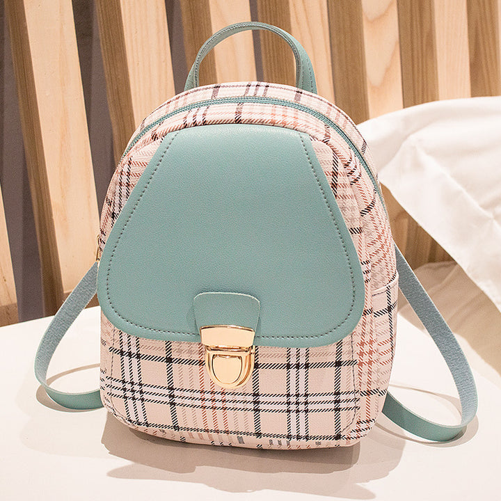 PU backpack with grid pattern, waterproof