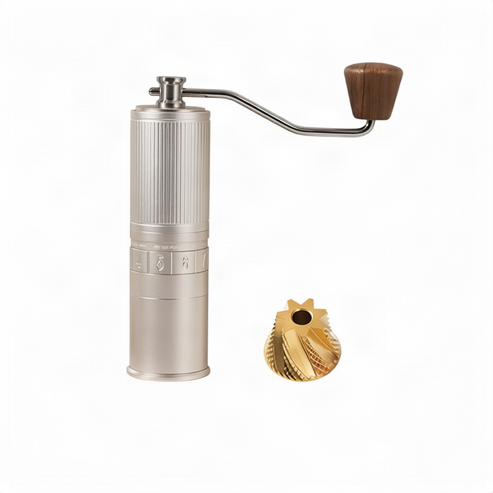 Hand coffee grinder with steel core, luxury design