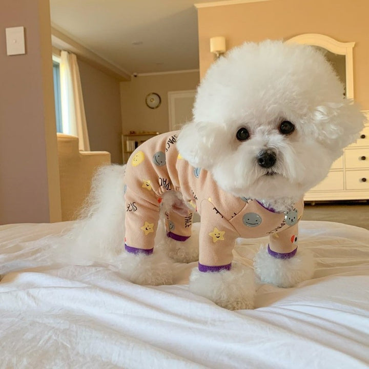 Dog overall with four legs made of fleece