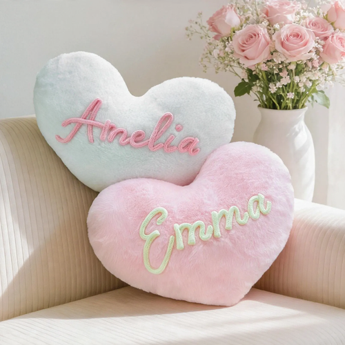 Heart pillow made of plush, heart shape