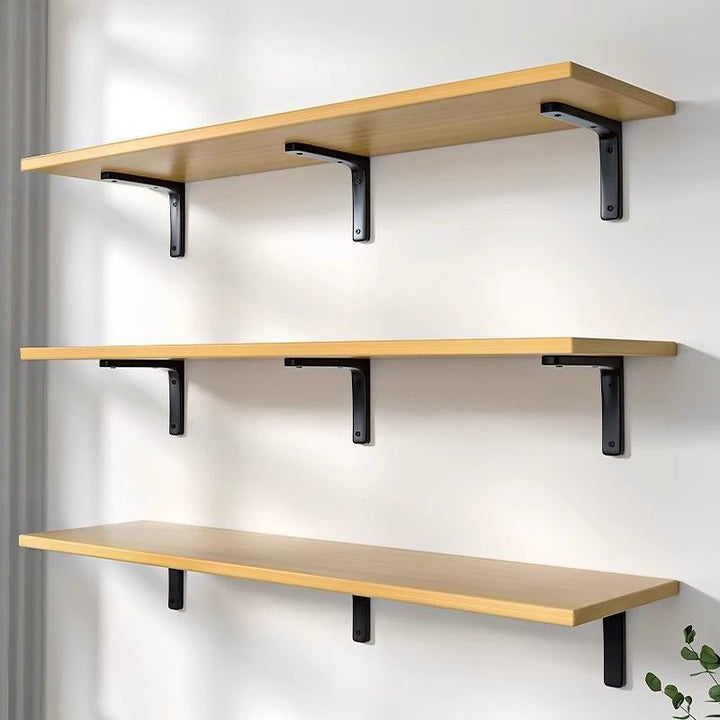 Wooden wall shelf, 140–240 cm, with metal brackets
