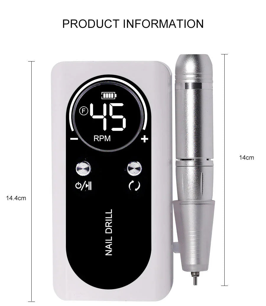 BowLift | High Performance 45000RPM Portable Electric Nail File With Battery | Quiet Design for Professional Manicure