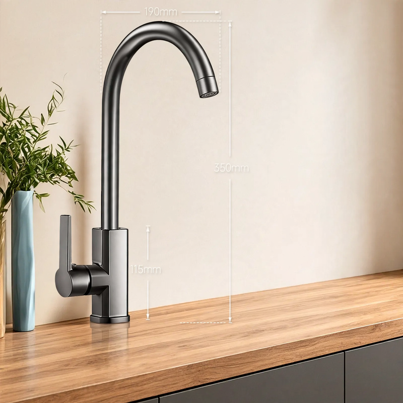 Kitchen faucet with splash guard, swivel, model S-10804