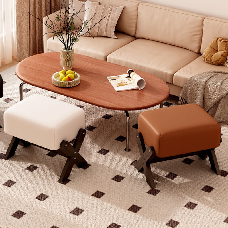 Children's footstool made of rubber wood, square