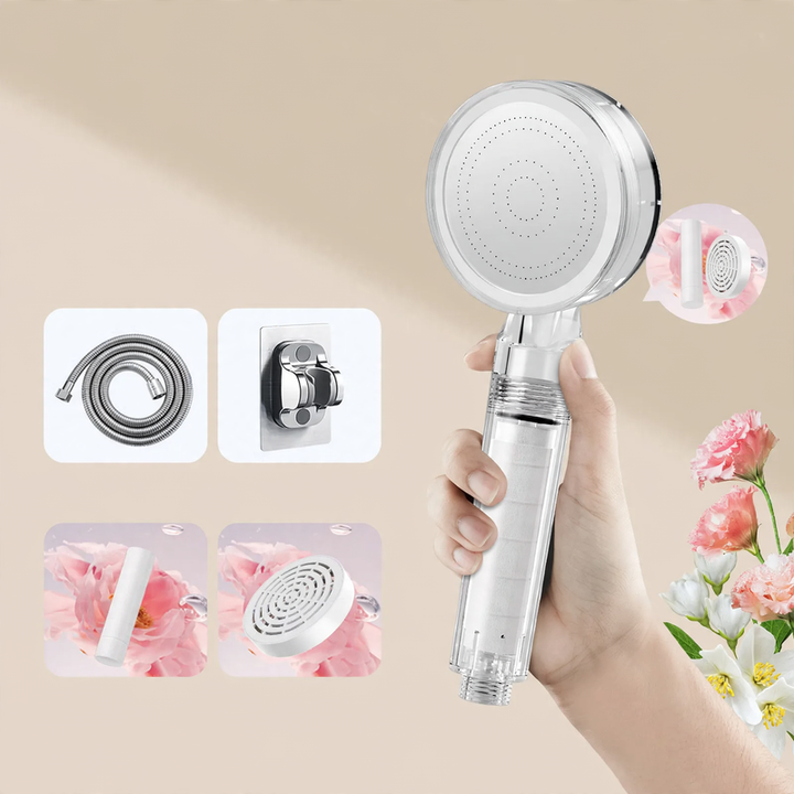 Shower head with filtration system and rain function