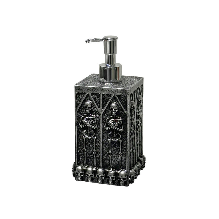 Skull soap dispenser with pump closure