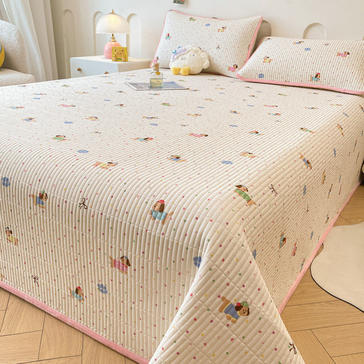 Cotton bedspread with baby fleece, 3-piece