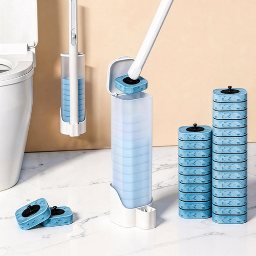Toilet brush with interchangeable sponge heads