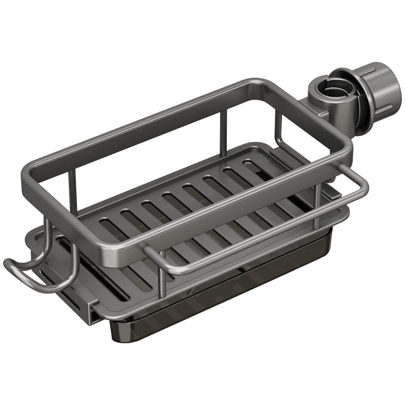 Aluminum sink organizer with drain tray