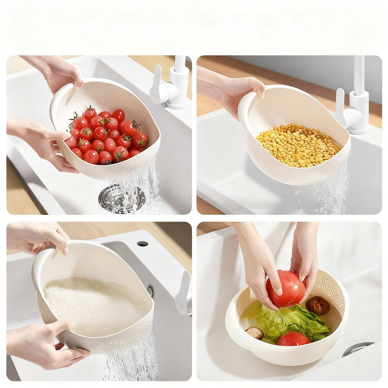 Plastic sieve basket for washing and draining