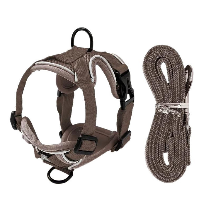 Padded dog harness with leash