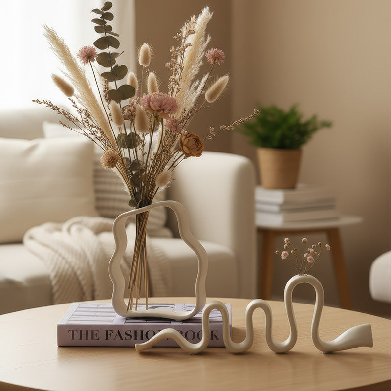 Geometric Ceramic Vase, Nordic Design