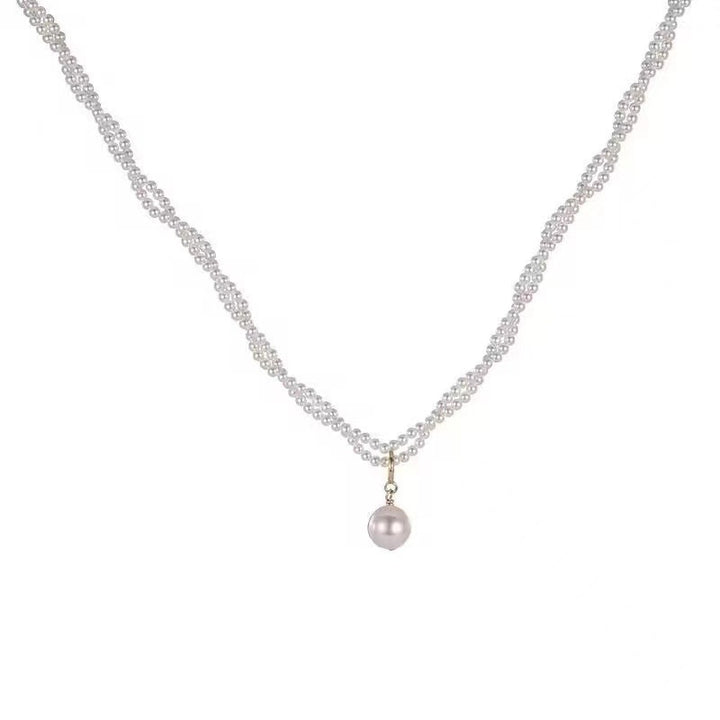 Pearl necklace with silver clasp, pearls 4–12 mm