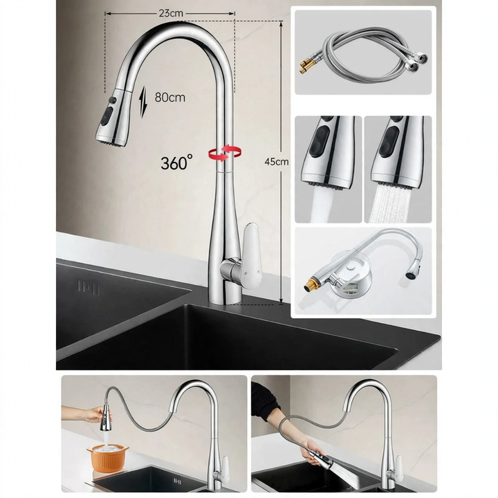 Kitchen faucet with splash guard, swivel, model S-10804