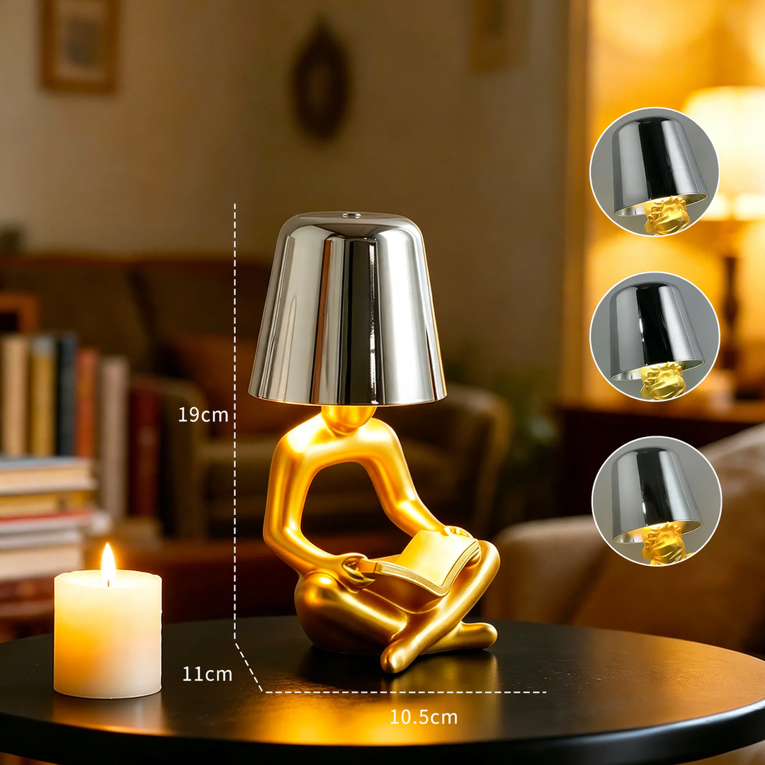 Abstract reader figure table lamp, multi-colored selectable