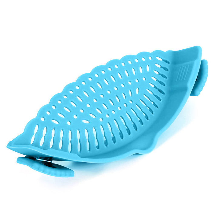 Silicone sieve for clamping onto pot edge