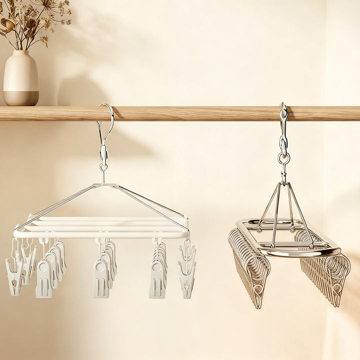 Stainless steel drying rack with 10, 20 or 30 clips