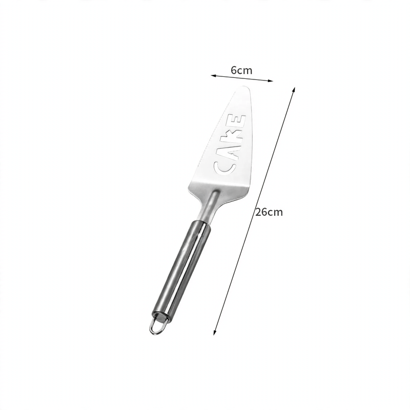 Pizza cutter and cake server made of stainless steel