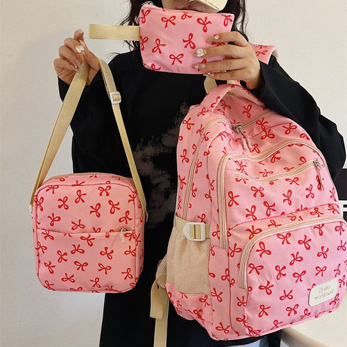 Three-piece backpack set made of nylon, large and versatile