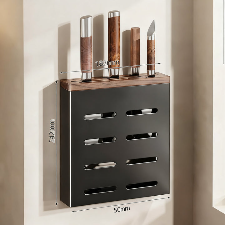 Kitchen roll holder with aluminum and walnut wood