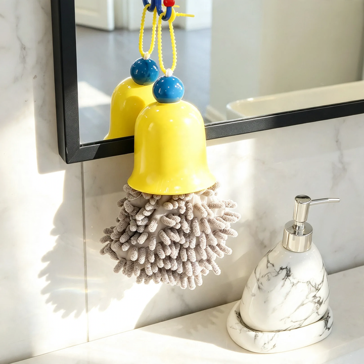 Towel for hanging with bell, highly absorbent