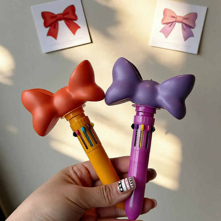 Multicolored ballpoint pen with ribbon design