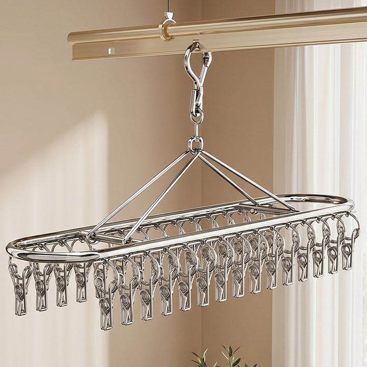 Stainless steel drying rack with 10, 20 or 30 clips