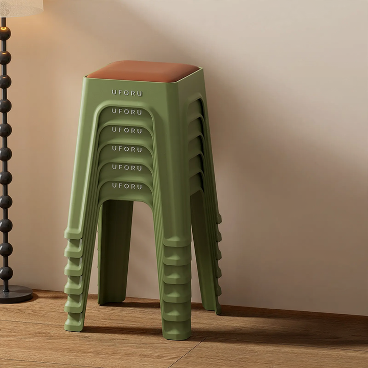 Plastic stool with padding, stackable, DA1408