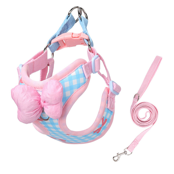 Dog harness made of fabric with leash, XS to XL