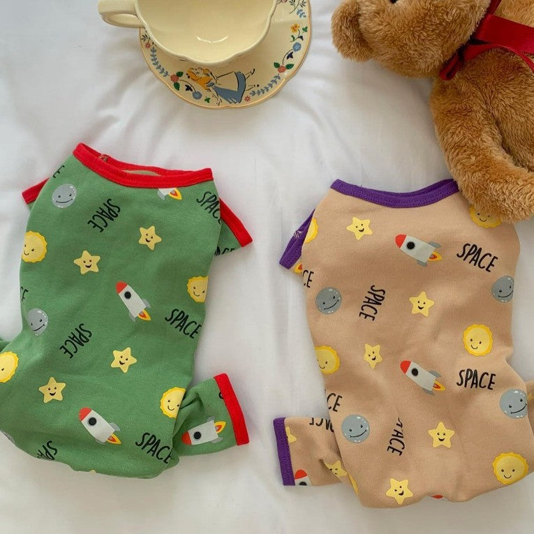 Dog overall with four legs made of fleece
