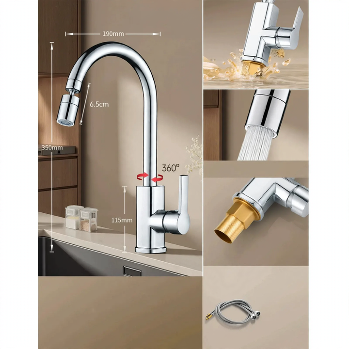 Kitchen faucet with splash guard, swivel, model S-10804