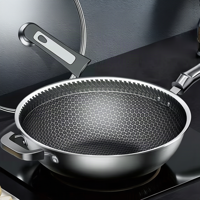 Stainless Steel Frying Pan with Glass Lid