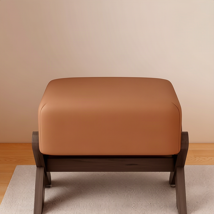 Children's footstool made of rubber wood, square
