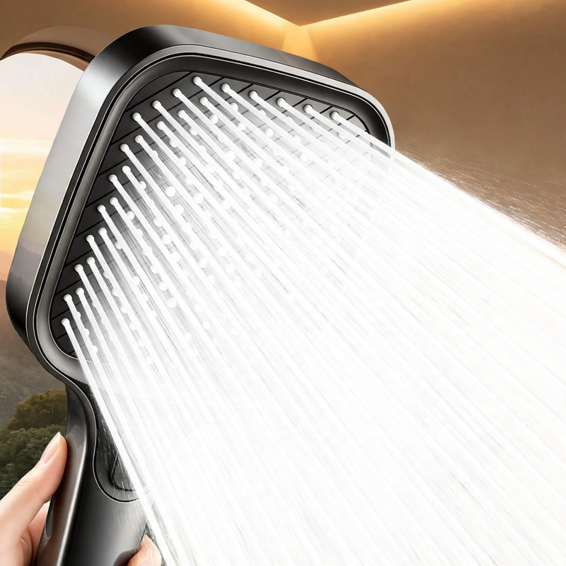Square rain shower head with pressure boost, ABS, 3 functions