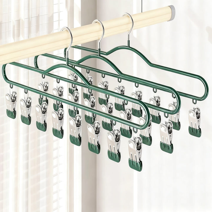 Sock and laundry rack with 8 clips made of iron
