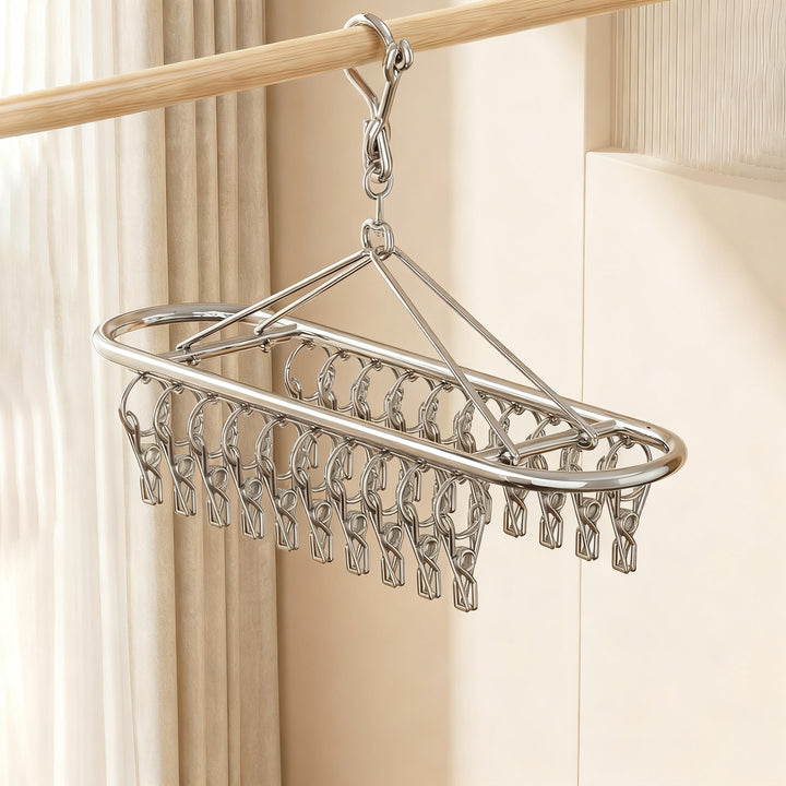 Stainless steel drying rack with 10, 20 or 30 clips