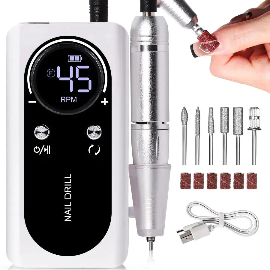 BowLift | High Performance 45000RPM Portable Electric Nail File With Battery | Quiet Design for Professional Manicure