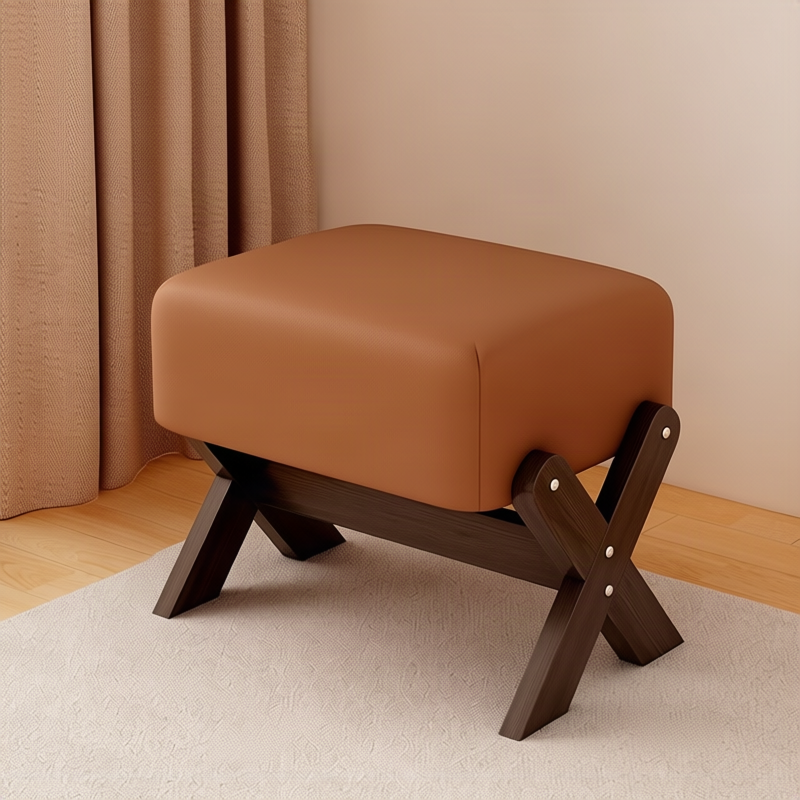 Children's footstool made of rubber wood, square