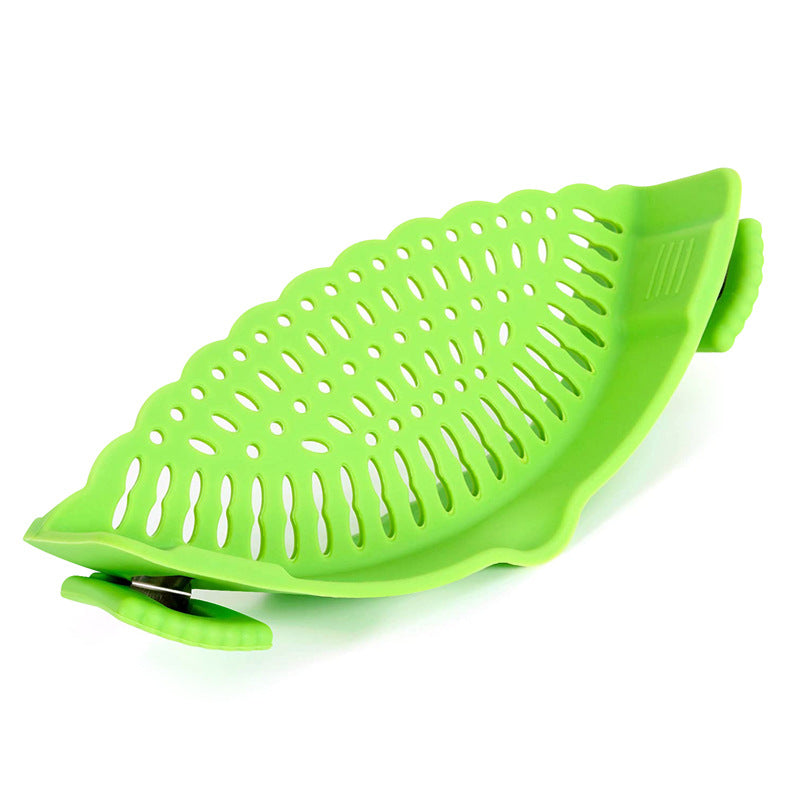 Silicone sieve for clamping onto pot edge