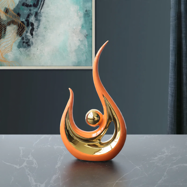 Ceramic deer decorative figure with silver electrolysis