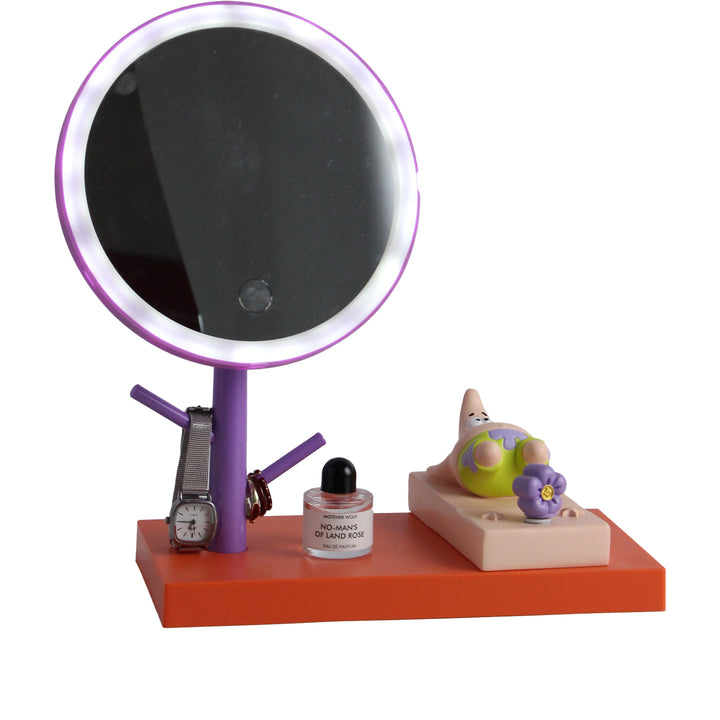 LED cosmetic mirror with phone holder