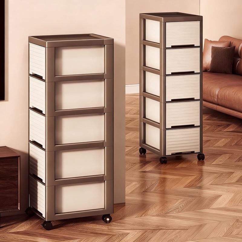 Plastic storage cabinet, multi-layer, with wheels