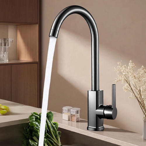 Kitchen faucet with splash guard, swivel, model S-10804