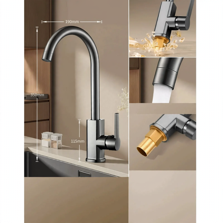 Kitchen faucet with splash guard, swivel, model S-10804