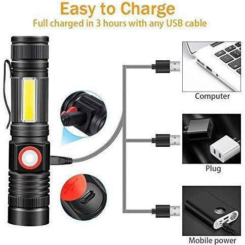 Compact aluminum flashlight with USB charging