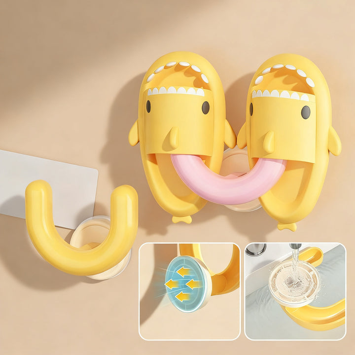 Suction cup slipper rack for bathroom