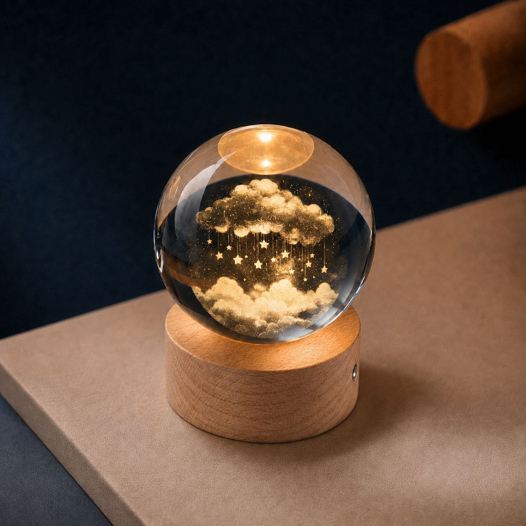 Crystal ball night light with LED lighting